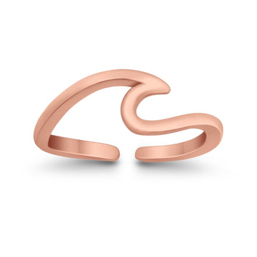 Cross Toe Ring Adjustable Band Rose Tone 925 Sterling Silver (7mm)